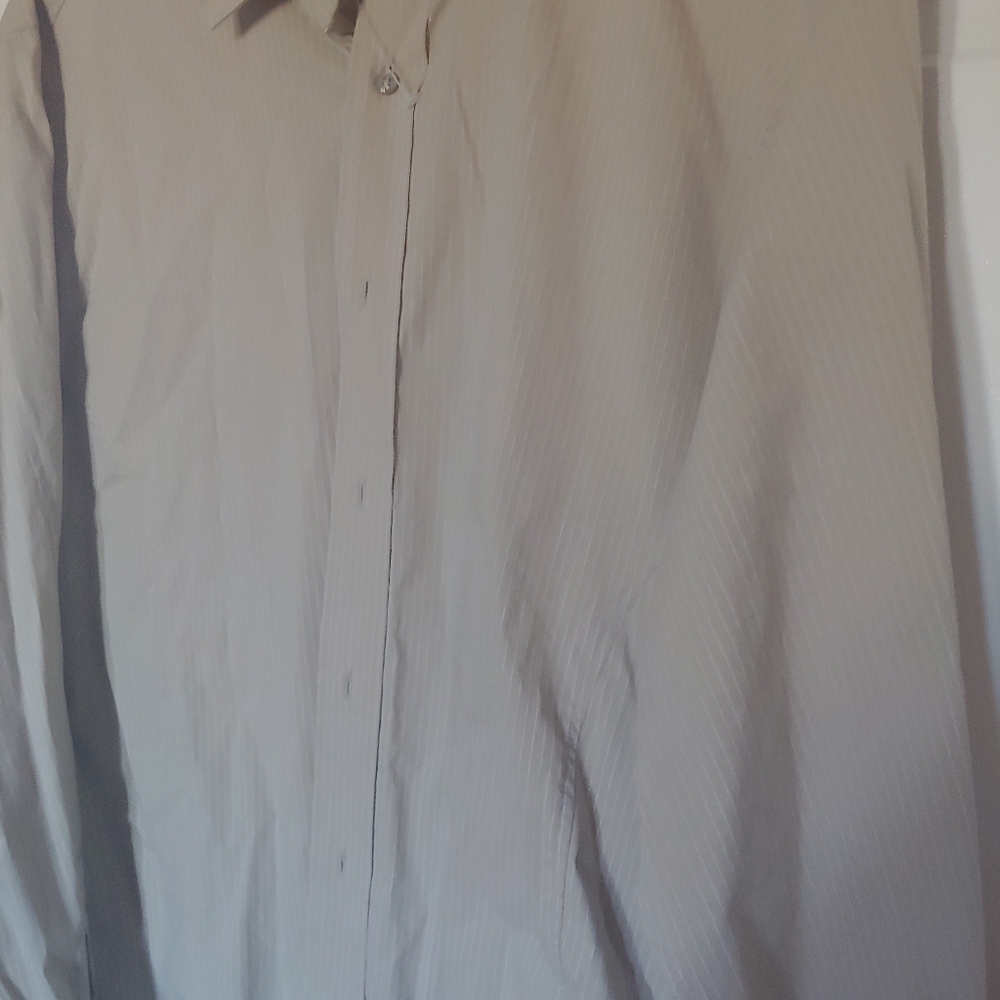 Striped Beige Mens report brand long sleeve shirt XL